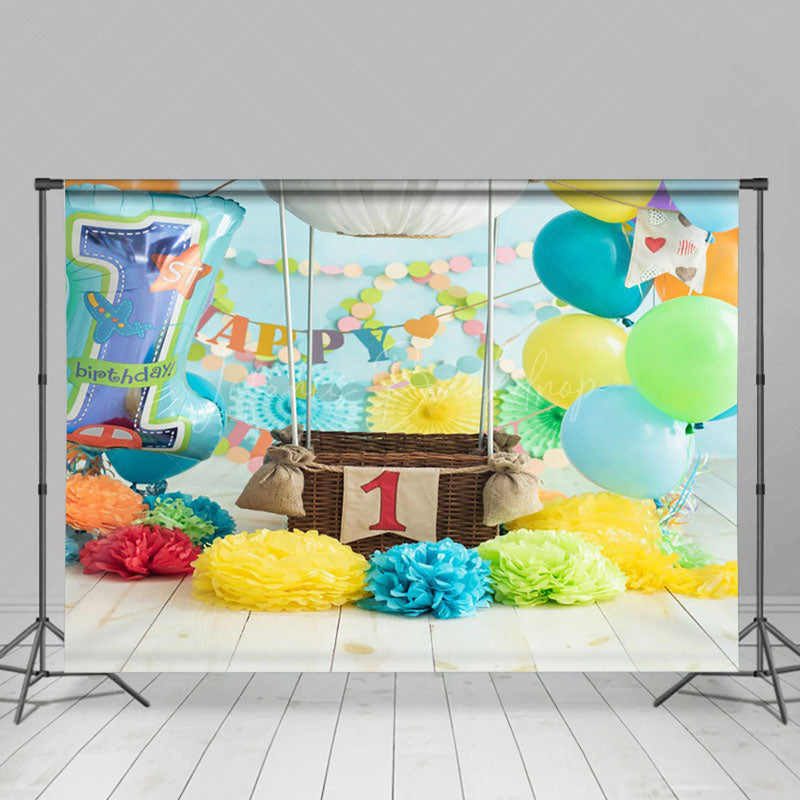Lofaris Celebrating Balloons Birthday Cake Smash Backdrop