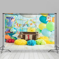 Lofaris Celebrating Balloons Birthday Cake Smash Backdrop