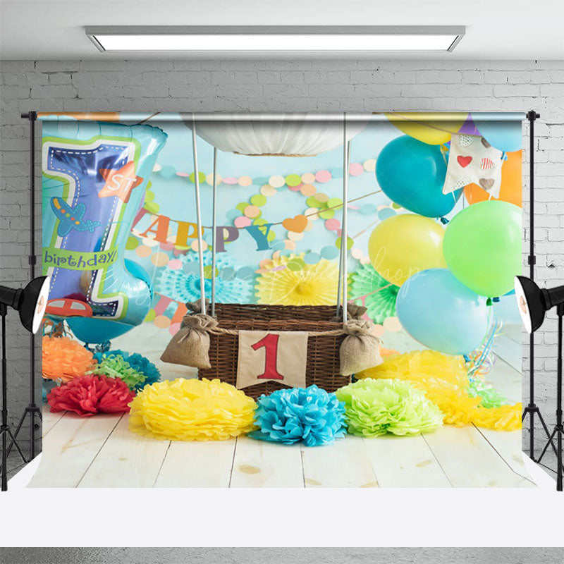 Lofaris Celebrating Balloons Birthday Cake Smash Backdrop