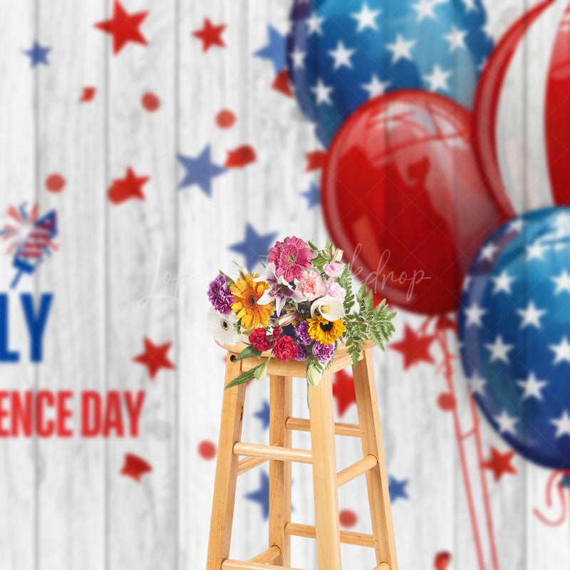 Lofaris Celebrating Independence Day Balloon Wood Backdrop