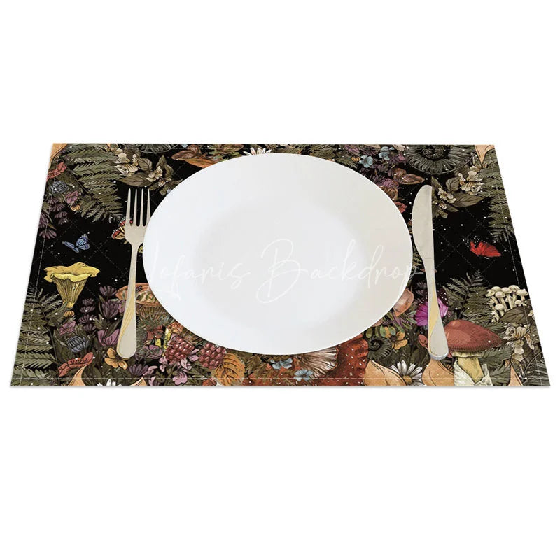 Lofaris Celestial Moon Sleeping Among Flowers Set of 4 Placemats for Whimsical and Dreamy Boho Kitchen Decor