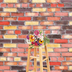 Lofaris Cement Brick Wall Warm Color Tone Photo Backdrop
