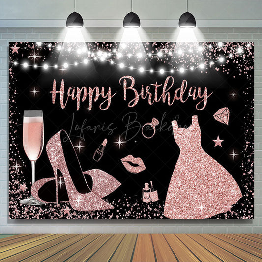 Lofaris Ceremonial Dress Rose Gold Happy Birthday Backdrop