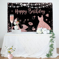 Lofaris Ceremonial Dress Rose Gold Happy Birthday Backdrop