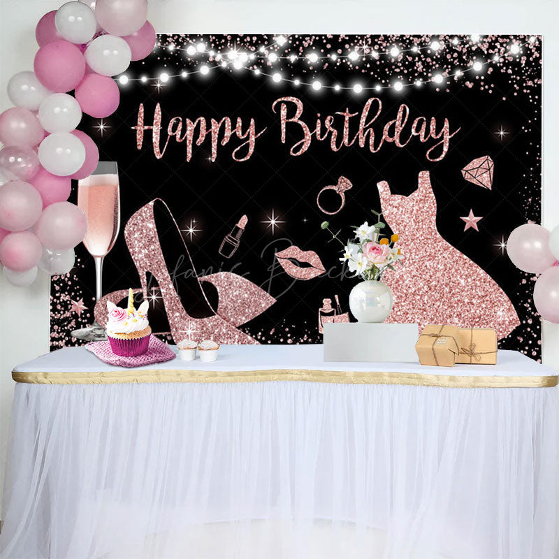 Lofaris Ceremonial Dress Rose Gold Happy Birthday Backdrop