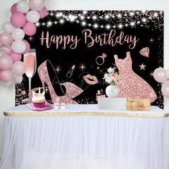 Lofaris Ceremonial Dress Rose Gold Happy Birthday Backdrop