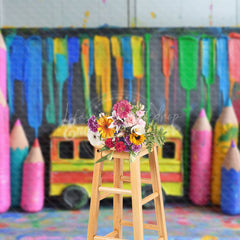 Lofaris Chalkboard Colorful Pens Back To School Studio Backdrop
