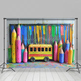 Lofaris Chalkboard Colorful Pens Back To School Studio Backdrop