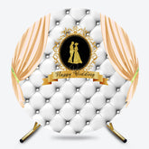 Lofaris Champagne Gold Curtain Photo Round Wedding Backdrop