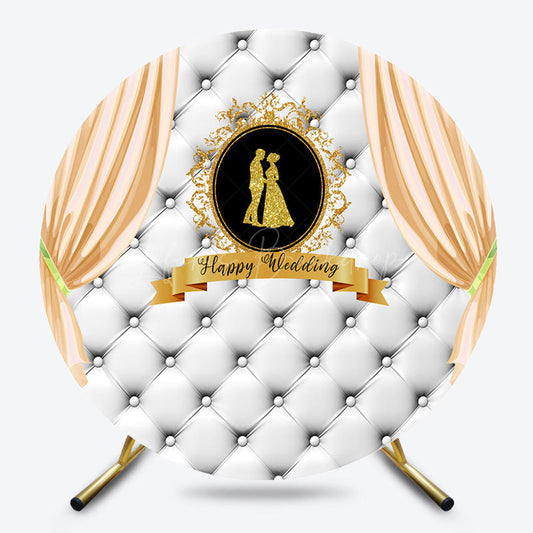 Lofaris Champagne Gold Curtain Photo Round Wedding Backdrop