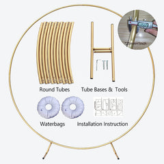 Lofaris Champagne Gold Curtain Photo Round Wedding Backdrop