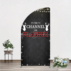 Lofaris Channel The Flannel Half Moon Arch Backdrop Lumberjack Winter Baby Shower Plaid Deer