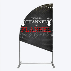 Lofaris Channel The Flannel Half Moon Arch Backdrop Lumberjack Winter Baby Shower Plaid Deer