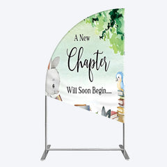 Lofaris Chapter Begin Bunny Books Baby Shower Half Moon Arch Backdrop