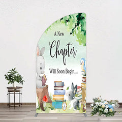 Lofaris Chapter Begin Bunny Books Baby Shower Half Moon Arch Backdrop