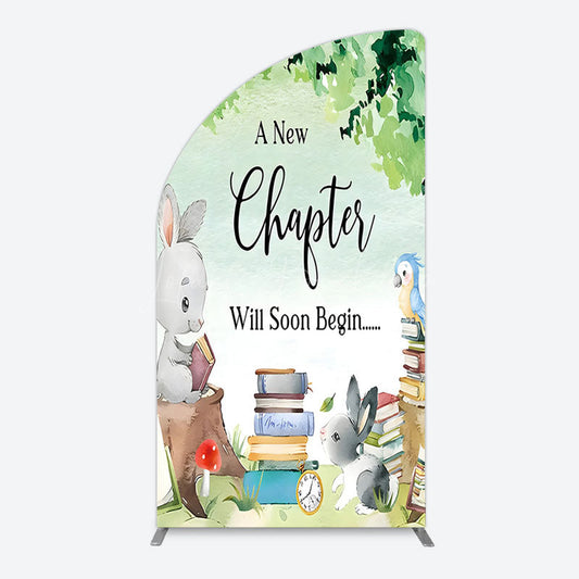 Lofaris Chapter Begin Bunny Books Baby Shower Half Moon Arch Backdrop