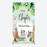Lofaris Chapter Begin Bunny Books Baby Shower Rectangle Backdrop