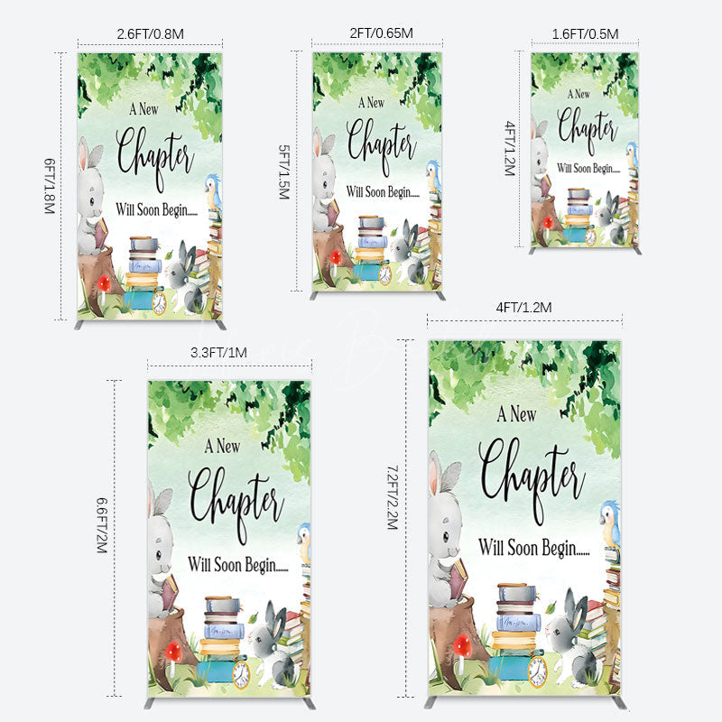 Lofaris Chapter Begin Bunny Books Baby Shower Rectangle Backdrop