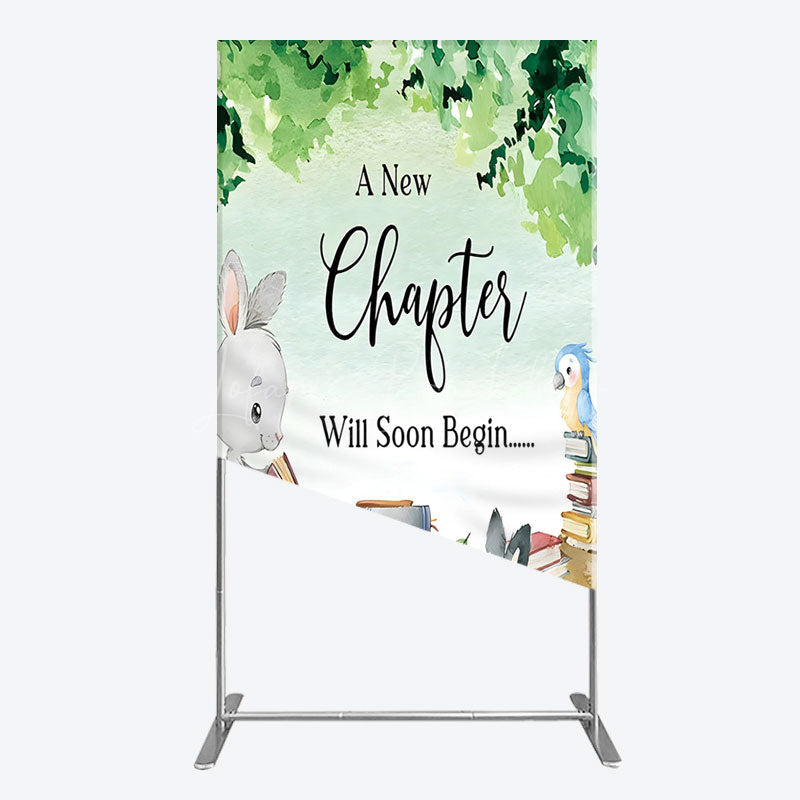 Lofaris Chapter Begin Bunny Books Baby Shower Rectangle Backdrop