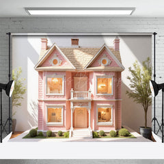Lofaris Charm Pink House Model Garden Path Sunlit Backdrop