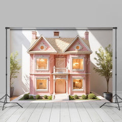 Lofaris Charm Pink House Model Garden Path Sunlit Backdrop