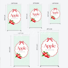 Lofaris Charming Light Green Gingham Apple of Our Eye Rectangle Arch Backdrop Sweet Baby Shower or First Birthday Party Decor