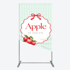 Lofaris Charming Light Green Gingham Apple of Our Eye Rectangle Arch Backdrop Sweet Baby Shower or First Birthday Party Decor