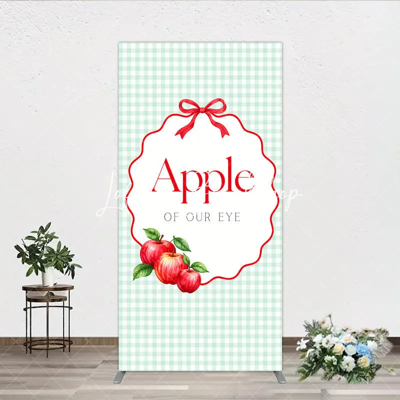 Lofaris Charming Light Green Gingham Apple of Our Eye Rectangle Arch Backdrop Sweet Baby Shower or First Birthday Party Decor