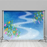 Lofaris Charming Summer Scene Paper Windmills Sky Backdrop