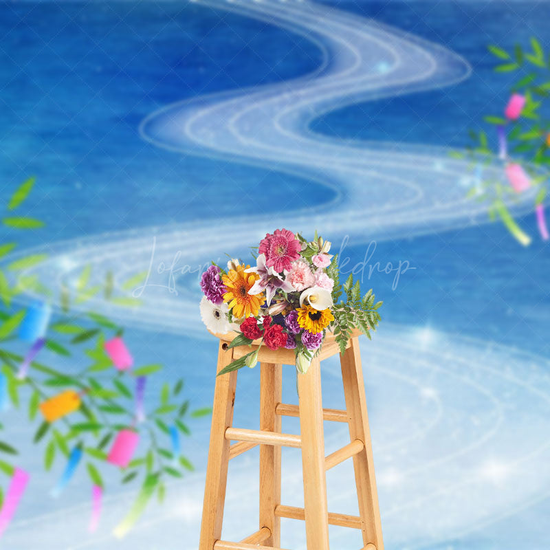 Lofaris Charming Summer Scene Paper Windmills Sky Backdrop