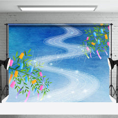 Lofaris Charming Summer Scene Paper Windmills Sky Backdrop