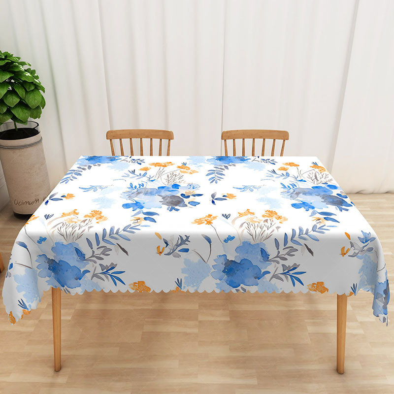 Lofaris Cheerful Blue and Yellow Floral Tablecloth for Spring Summer or French Country Kitchen Decor