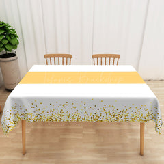 Lofaris Cheerful Polka Dot Tablecloth with Yellow and Gold Dots on White for Birthday Party or Summer Decor