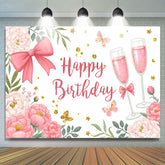 Lofaris Cheers To Birthday Sweet Butterfly Backdrop