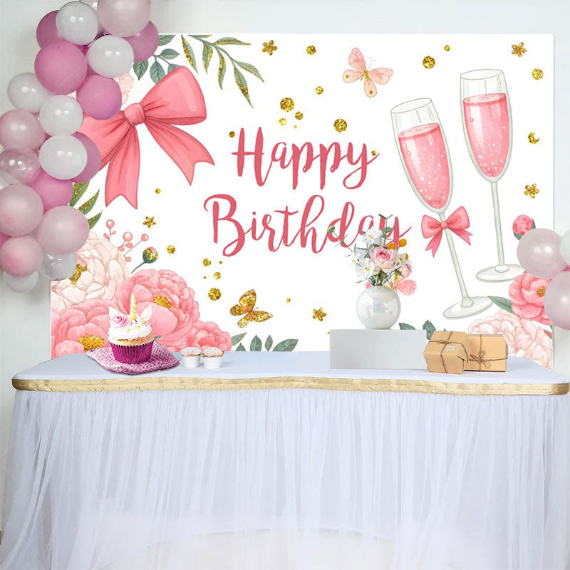 Lofaris Cheers To Birthday Sweet Butterfly Backdrop