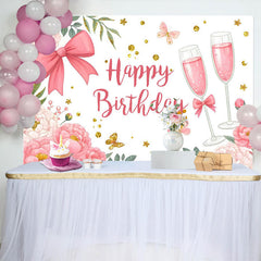 Lofaris Cheers To Birthday Sweet Butterfly Backdrop