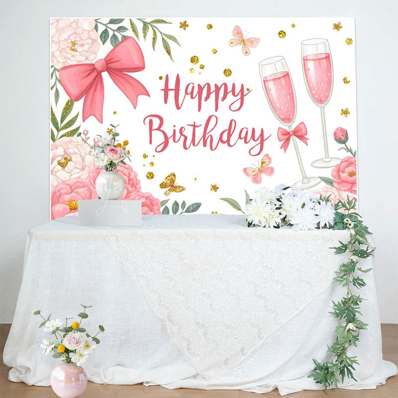Lofaris Cheers To Birthday Sweet Butterfly Backdrop