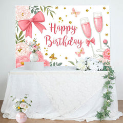 Lofaris Cheers To Birthday Sweet Butterfly Backdrop
