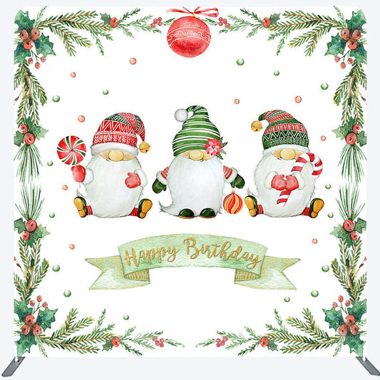 Lofaris Cherry Candy Gnome Xmas Birthday Pillow Case Backdrop