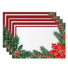 Lofaris Cherry Leaves Poinsettia Xmas Set Of 4 Placemats