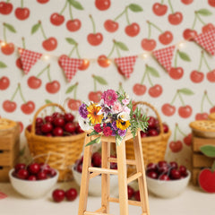 Lofaris Cherry Pie Flags Photography Cake Smash Backdrop