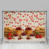 Lofaris Cherry Pie Flags Photography Cake Smash Backdrop