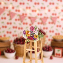Lofaris Cherry Pie Sweet Light And Flags Cake Smash Backdrop