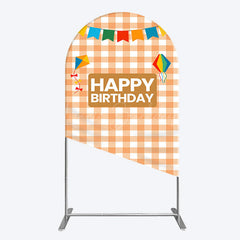 Lofaris Chessboard Pattern Kite Happy Birthday Arch Backdrop