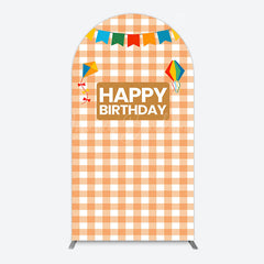 Lofaris Chessboard Pattern Kite Happy Birthday Arch Backdrop