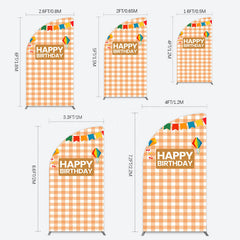 Lofaris Chessboard Pattern Kite Happy Birthday Half Moon Arch Backdrop