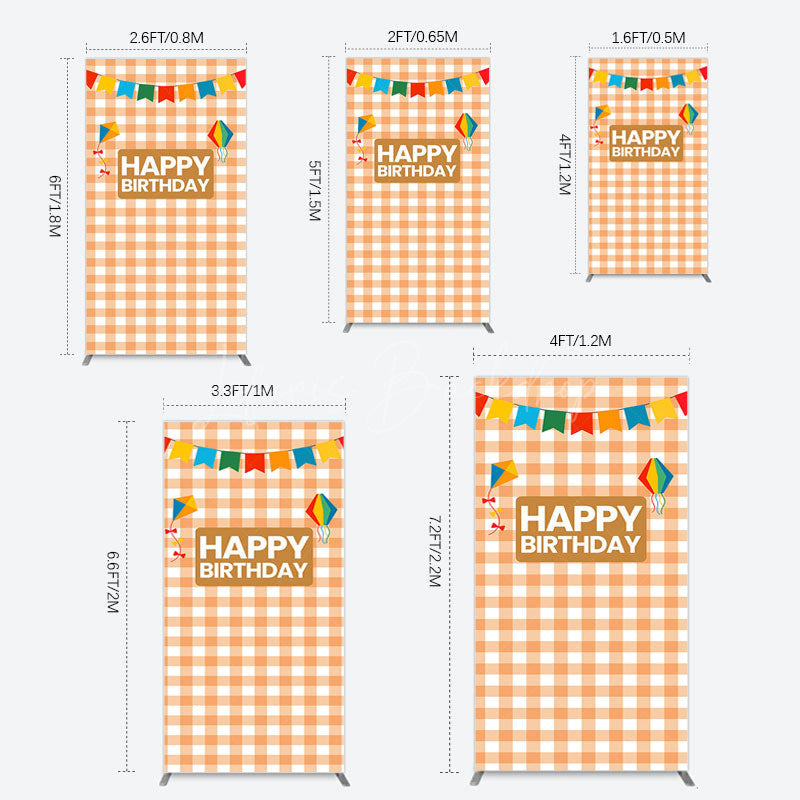 Lofaris Chessboard Pattern Kite Happy Birthday Rectangle Backdrop