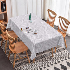 Lofaris Chic Grey Lines Rectangle Tablecloth For Dining Room
