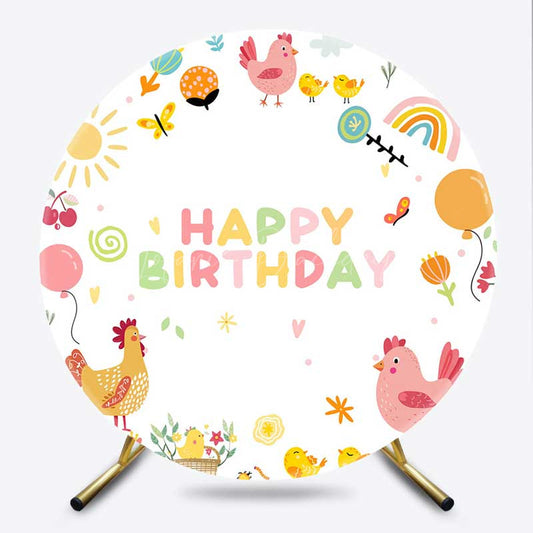 Lofaris Chick Sunshine Cartoon Birthday Round Backdrop