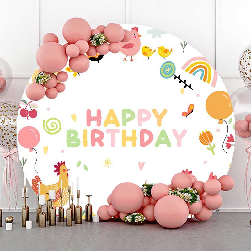 Lofaris Chick Sunshine Cartoon Birthday Round Backdrop